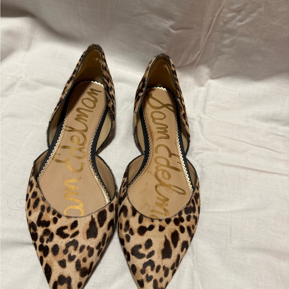 Sam Edelman Leopard Print cow hair Pointed D'Orsay Flats women’s 10w - Picture 3 of 7
